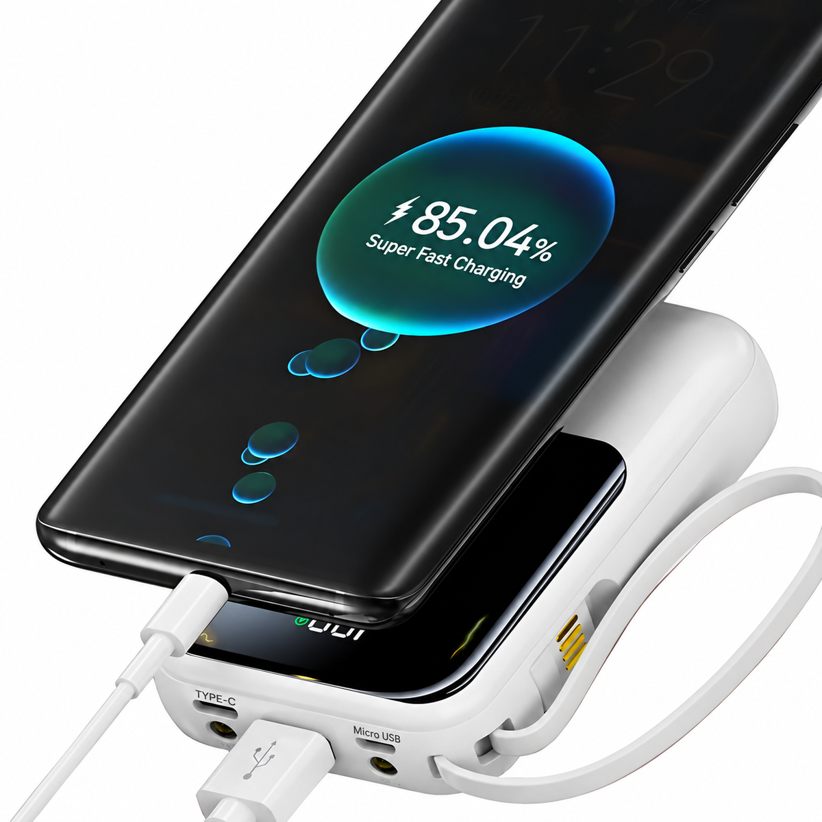 66W Power Bank with Built-In Cable